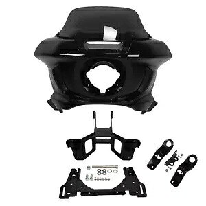 ブラックヘッドライトフェアリングフロントガラスブラケットハーレーローライダー ST 2022-2024 に適合 Black Headlight Fairing Windscreen Bracket Fit For Harley Low Rider ST 2022-2024 【並行輸入品】