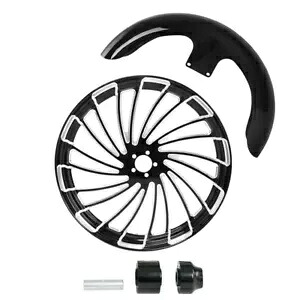 ブラック 21 インチ フロントフェンダーホイールリム シングルディスクハブ ハーレーロードキング 08-24 に適合 Black 21" Front Fender Wheel Rim Single Disc Hub Fit For Harley Road King 08-24 【並行輸入品】|カスタムパーツ WORLD倉庫