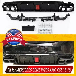 リアディフューザーリップ 排気チップ付き AMG C63 スタイル メルセデスベンツ W205 2014-2021用 Rear Diffuser Lip W/ Exhaust Tips AMG C63 Style For Mercedes Benz W205 2014-2021 【並行輸入品】
