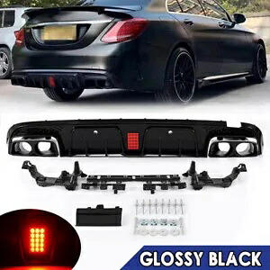 B スタイル リアバンパーディフューザー + 排気チップ 2015-21 ベンツ W205 C63 C63S に適合 B Style Rear Bumper Diffuser + Exhaust Tips Fits For 2015-21 Benz W205 C63 C63S 【並行輸入品】｜カスタムパーツ WORLD倉庫 81,675円