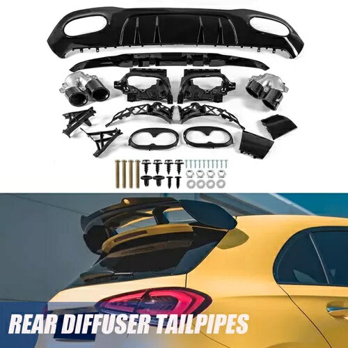 リアバンパーディフューザーリップ 排気チップ付き 2018-20 ベン??ツ W177 A200 スポーツ A35 AMG Rear Bumper Diffuser Lip W/Exhaust Tips For 2018-20 Benz W177 A200 Sport A35 AMG 【並行輸入品】