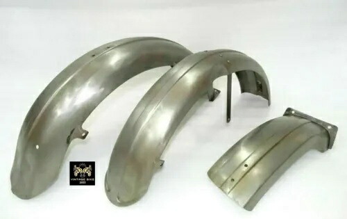 Triumph スプリングハブ剛性生鋼マッドガードフェンダーセット/フィット Triumph Sprung Hub Rigid Raw Steel Mudguard Fender Set/FIT FOR 【並行輸入品】｜カスタムパーツ WORLD倉庫