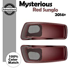 ミステリアスレッド Sunglo サドルバッグスピーカー蓋はハーレーストリートロードグライド 14 以降に適合 Mysterious Red Sunglo Saddlebag Speaker Lids Fits Harley Street Road Glide 14+ 【並行輸入品】