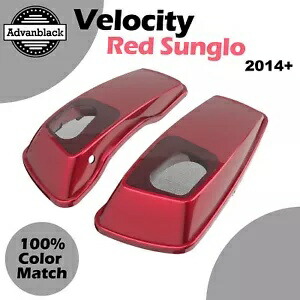 VELOCITY RED SUNGLO 6x9インチ サドルバッグ スピーカー蓋 オーディオカバー ハーレーツーリングに適合 VELOCITY RED SUNGLO 6x9\