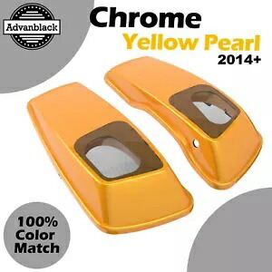 クロームイエローパール 6x9インチ サドルバッグスピーカー蓋 オーディオカバー ハーレーツーリングに適合 CHROME YELLOW PEARL 6x9\
