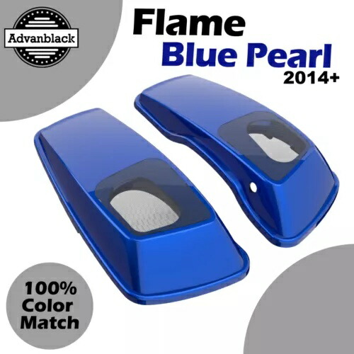 FLAME BLUE PEARL 6x9インチ サドルバッグ スピーカー蓋 オーディオカバー 14歳以上のハーレーツーリングに適合 FLAME BLUE PEARL 6x9\