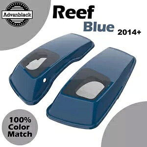 リーフブルー 6x9インチ サドルバッグ スピーカー蓋 オーディオカバー 2014+ ハーレーツーリング用 Reef Blue 6x9\