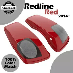 Redline レッド 5x7 インチ サドルバッグ スピーカー蓋 オーディオ カバー 2014+ ハーレー用 Redline Red 5x7 inch Saddlebag Speaker Lids Audio Cover For 2014+ Harley 【並行輸入品】
