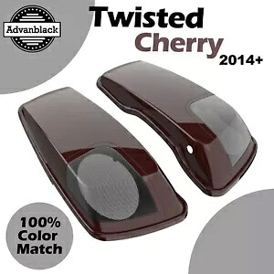 ツイスト チェリー 5x7 インチ サドルバッグ スピーカー蓋 オーディオ カバー 2014+ ハーレー用 Twisted Cherry 5x7 inch Saddlebag Speaker Lids Audio Cover For 2014+ Harley 【並行輸入品】