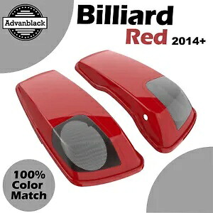 ビリヤード レッド 5x7 インチ サドルバッグ スピーカー蓋 オーディオ カバー 2014+ ハーレー用 Billiard Red 5x7 inch Saddlebag Speaker Lids Audio Cover For 2014+ Harley 【並行輸入品】