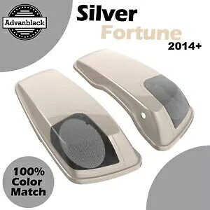シルバー フォーチュン 5x7 インチ サドルバッグ スピーカー蓋 オーディオ カバー 2014+ ハーレー用 Silver Fortune 5x7 inch Saddlebag Speaker Lids Audio Cover For 2014+ Harley 【並行輸入品】