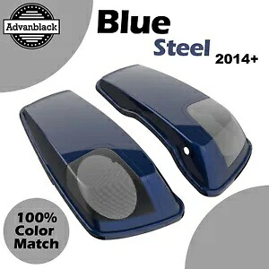 ブルースチール 5x7 インチ サドルバッグ スピーカー蓋 オーディオ カバー 2014+ ハーレー用 Blue Steel 5x7 inch Saddlebag Speaker Lids Audio Cover For 2014+ Harley 【並行輸入品】