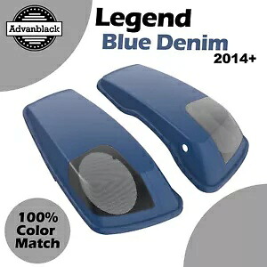 レジェンド ブルー デニム 5x7 インチ サドルバッグ スピーカー蓋 オーディオ カバー 2014+ ハーレー用 Legend Blue Denim 5x7 inch Saddlebag Speaker Lids Audio Cover For 2014+ Harley 【並行輸入品】