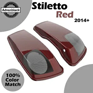 スティレット レッド 5x7 インチ サドルバッグ スピーカー蓋 オーディオ カバー 2014+ ハーレー用 Stiletto Red 5x7 inch Saddlebag Speaker Lids Audio Cover For 2014+ Harley 【並行輸入品】