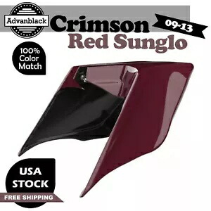 クリムゾンレッド Sunglo ストレッチ拡張サイドカバーパネル 2009-2013 ハーレーに適合 Crimson Red Sunglo Stretched Extended Side Cover Panel Fits 2009-2013 Harley 【並行輸入品】