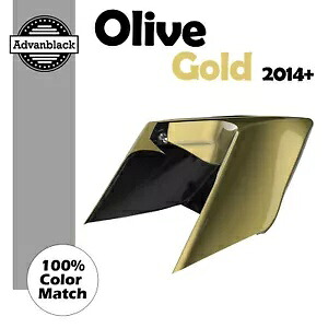 14+ ハーレー Advanblack オリーブゴールド CVO ストレッチ拡張サイドカバー用 For 14+ Harley Advanblack OLIVE GOLD CVO Stretched Extended Side Cover 【並行輸入品】