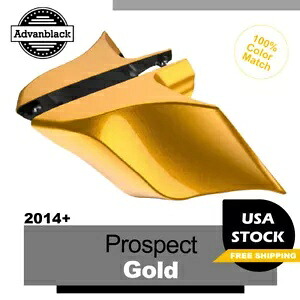14 歳以上ハーレーツーリングストリートロードプロスペクトゴールドストレッチ拡張サイドカバー用 For 14+ Harley Touring Street Road PROSPECT GOLD Stretched Extended Side Covers 【並行輸入品】
