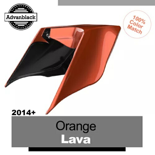 14 歳以上のハーレーツーリングストリートロード用オレンジ LAVA ストレッチ拡張サイドカバー For 14+ Harley Touring Street Road ORANGE LAVA Stretched Extended Side Covers 【並行輸入品】