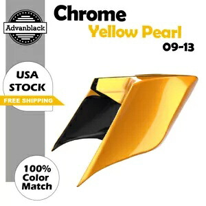 クロムイエローパールストレッチ拡張サイドカバーパネル 2009-2013 ハーレーに適合 Chrome Yellow Pearl Stretched Extended Side Cover Panel Fits 2009-2013 Harley 【並行輸入品】