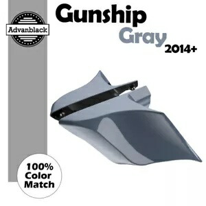 Gunship グレー ストレッチ拡張サイドカバー 2014 年以降のハーレーツーリングに適合 Gunship Gray Stretched Extended Side Cover Fits 2014+ Harley Touring 【並行輸入品】