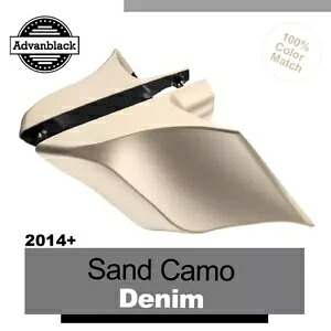14 歳以上のハーレー ツーリング グライド用 SAND CAMO DENIM ストレッチ拡張サイド カバー For 14+ Harley Touring Glide SAND CAMO DENIM Stretched Extended Side Covers 【並行輸入品】｜カスタムパーツ WORLD倉庫