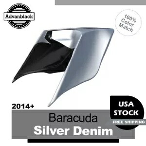 バラクーダ シルバー デニム 拡張ストレッチ サイド カバー ハーレー ツーリング 14+用 Barracuda Silver Denim Extended Stretched Side Covers For Harley Touring 14+ 【並行輸入品】