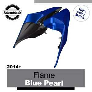 14 歳以上のハーレー ツーリング グライド用 FLAME ブルー パール ストレッチ拡張サイド カバー For 14+ Harley Touring Glide FLAME BLUE PEARL Stretched Extended Side Covers 【並行輸入品】