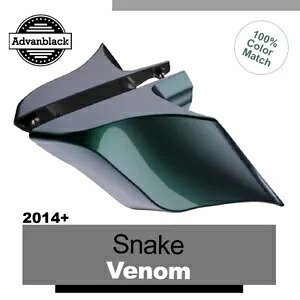 14 歳以上のハーレーツーリングストリートロード用 SNAKE VENOM ストレッチ拡張サイドカバー For 14+ Harley Touring Street Road SNAKE VENOM Stretched Extended Side Covers 【並行輸入品】