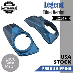 レジェンド ブルー デニム 8 インチ サドルバッグ スピーカー蓋はハーレー ストリート ロード グライド 2014+ に適合 Legend Blue Denim 8'' Saddlebag Speaker Lids Fits Harley Street Road Glide 2014+ 【並行輸入品】