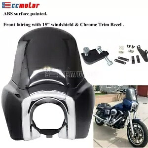 フロントアッパーフェアリング 15インチフロントガラス付き ハーレーダイナ ローライダー ストリートボブ 06-17用 Front Upper Fairing W/ 15" Windshield for Harley Dyna Low Rider Street Bob 06-17 【並行輸入品】｜カスタムパーツ WORLD倉庫
