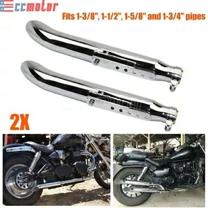 2 個クロームオートバイの排気チップマフラーパイプサイレンサーユニバーサル 45 ミリメートルエスケープ 2Pcs Chrome Motorcycle Exhaust Tip Muffller Pipe Silencer Universal 45mm Escape 【並行輸入品】