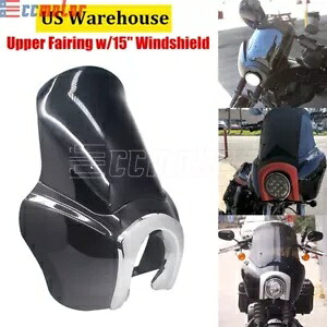 フロントアッパーフェアリングカバー & 15インチフロントガラス ハーレーソフテイルスタンダード FXST FXBB用 Front Upper Fairing Cover & 15\