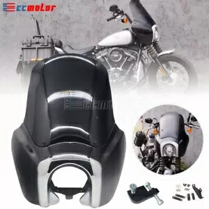 Harley Dyna FXD 2006-2017用 15インチ ウィンドスクリーン付きフロントフェアリング フロントガラスキット Front Fairing with 15\