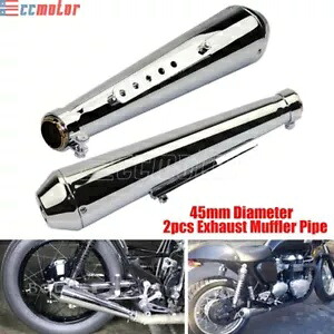 2x ヴィンテージ エキゾースト マフラー サイレンサー リバース コーン メガホン ショーティー カフェ レーサー用 2x Vintage Exhaust Muffler Silencer Reverse Cone Megaphone Shorty For Cafe Racer 【並行輸入品】