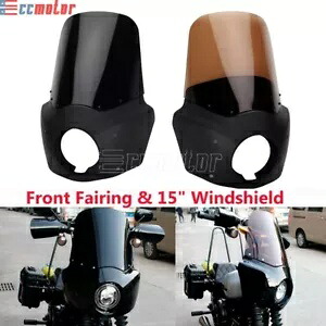 ハーレー ソフテイル FXLR FXST FXBBS 用 フロント アッパー フェアリング 15 インチ フロントガラス スクリーン付き Front Upper Fairing W/ 15'' Windshield Screen for Harley Softail FXLR FXST FXBBS 【並行輸入品】