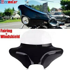 ハーレーツーリングロードキンググライドソフテイルダイナ用バットウィングフェアリングクリアフロントガラス Batwing Fairing Clear Windshield For Harley Touring Road King Glide Softail Dyna 【並行輸入品】