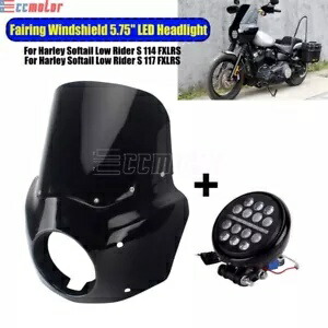 5.75インチ LED プロジェクター ヘッドライト フェアリング フロントガラス付き ハーレー ローライダー S FXLRS用 5.75\