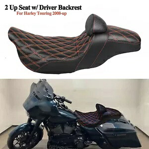 オレンジステッチ ステップアップシート バックレスト付き ハーレーロードキング ストリートグライド FLHX用 Orange Stitch Step-Up Seat w/ Backrest For Harley Road King Street Glide FLHX 【並行輸入品】