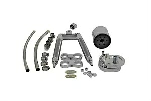 HARLEY オイルクーラーキット デュアルチューブ縦型タイプ 2000-2006 FXD に適合 HARLEY Oil Cooler Kit Dual Tube Vertical Type fits 2000-2006 FXD, 【並行輸入品】