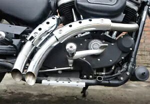 ハーレー クローム ドラッグ パイプ セット ヒートシールド付き 2004-2013 XL に適合 HARLEY Chrome Drag Pipe Set With Heat Shields fits 2004-2013 XL, 【並行輸入品】