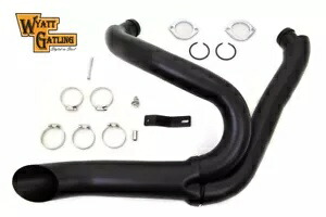 HARLEY ブラック ワイアット ガトリング 2 into 1 排気管ヘッダーキットは 1986-2011 FXST に適合します。 HARLEY Black Wyatt Gatling 2 into 1 Exhaust Pipe Header Kit fits 1986-2011 FXST, 【並行輸入品】