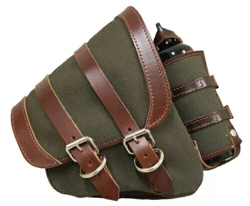 ハーレー アーミー グリーン キャンバス 右サイド サドルバッグ ボトル ソフト付き 1986-UP LAROSA HARLEY ARMY GREEN CANVAS RIGHT SIDE SADDLEBAG W/BOTTLE SOFTAL 1986-UP LAROSA 【並行輸入品】