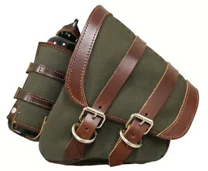 ハーレー グリーン キャンバス 左側 サドルバッグ ボトル付き ソフテイル & リジッド 1986-UP HARLEY GREEN CANVAS LEFT SIDE SADDLEBAG W/BOTTLE SOFTAIL & RIGID 1986-UP 【並行輸入品】