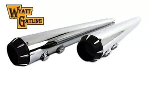 HARLEY ワイアット ガトリング マフラー セット テーパーチップ付き 1995-UP FLT に適合 HARLEY Wyatt Gatling Muffler Set with Tapered Tips fits 1995-UP FLT, 【並行輸入品】