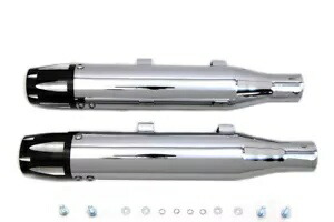 HARLEY クロームハイライトリボルバーチップマフラーセット 2014-2017 XL に適合 HARLEY Chrome Highlighted Revolver Tip Muffler Set fits 2014-2017 XL, 【並行輸入品】