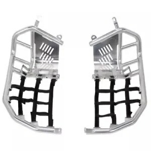 タスク フット ペグ ナーフ バー ヒール ガード付き シルバー ブラック ウェビング付き 19-2281 Tusk Foot Peg Nerf Bars With Heel Guards Silver With Black Webbing 19-2281 【並行輸入品】