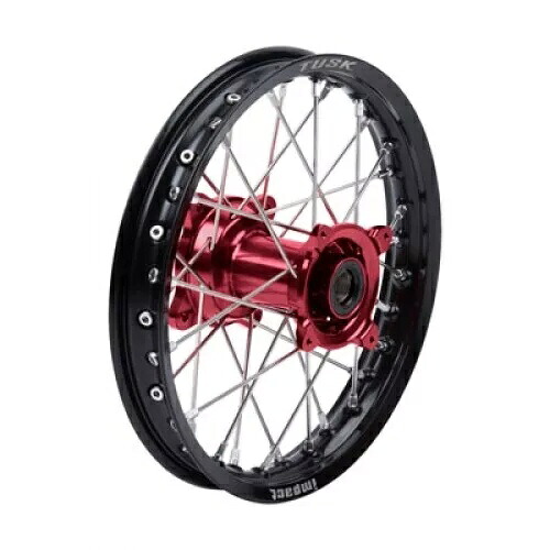 Tusk Impact コンプリート ホイール - リア 14 x 1.60 ブラック リム/シルバー スポーク/レッド ハブ Tusk Impact Complete Wheel - Rear 14 x 1.60 Black Rim/Silver Spoke/Red Hub 【並行輸入品】