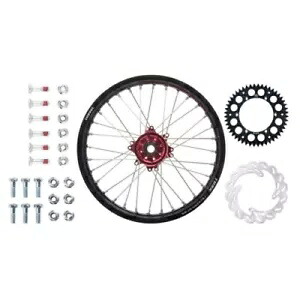 Tusk Impact コンプリート リア ホイール パッケージ 18 x 2.15 ブラック リム/シルバー スポーク/レッド ハブ Tusk Impact Complete Rear Wheel Package 18 x 2.15 Black Rim/Silver Spoke/Red Hub 【並行輸入品】
