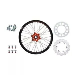 Tusk Impact コンプリート リア ホイール パッケージ 19 x 2.15 ブラック リム/シルバー スポーク/オレンジ Tusk Impact Complete Rear Wheel Package 19 x 2.15 Black Rim/Silver Spoke/Orange 【並行輸入品】|カスタムパーツ WORLD倉庫