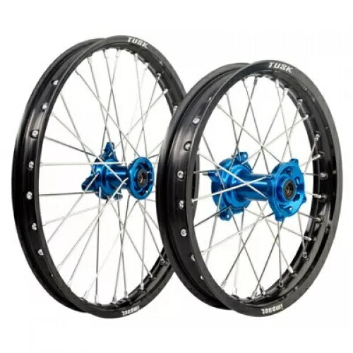 Tusk Impact コンプリート前後ホイール 1.60 x 14 / 1.60 x12 ブラックリム/シルバー Tusk Impact Complete Front and Rear Wheel 1.60 x 14 / 1.60 x12 Black Rim/Silver 【並行輸入品】